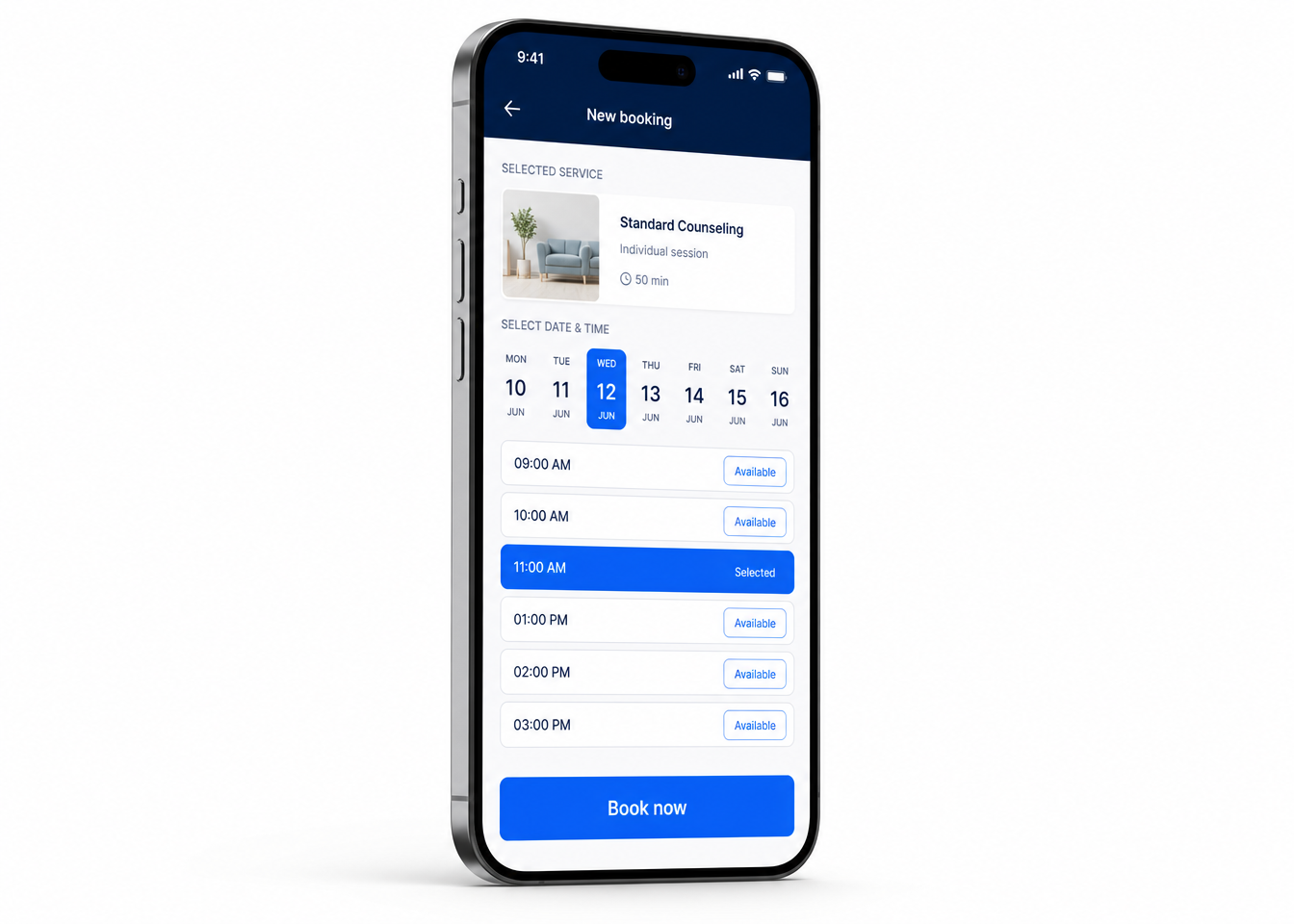 mobile app screens on device