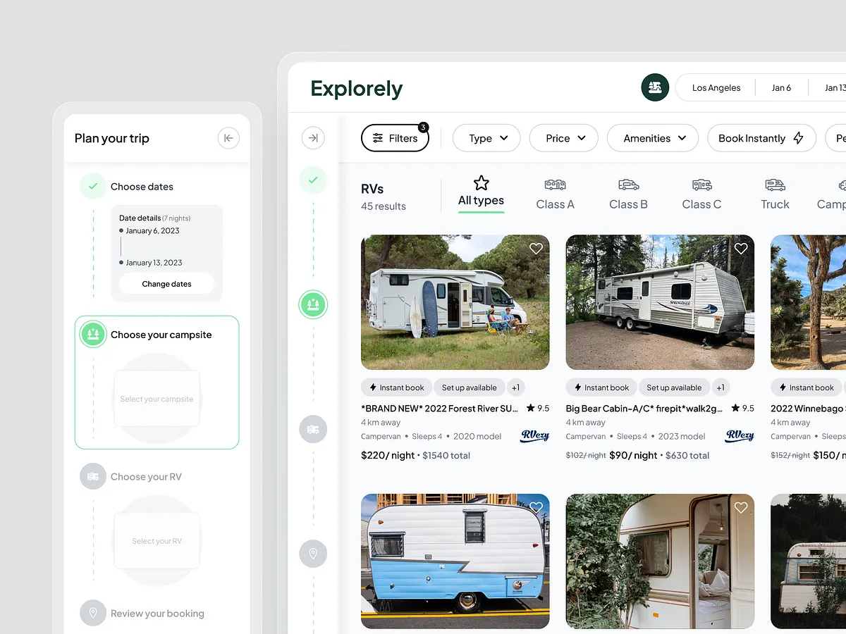 RV booking and campsite reservation platform